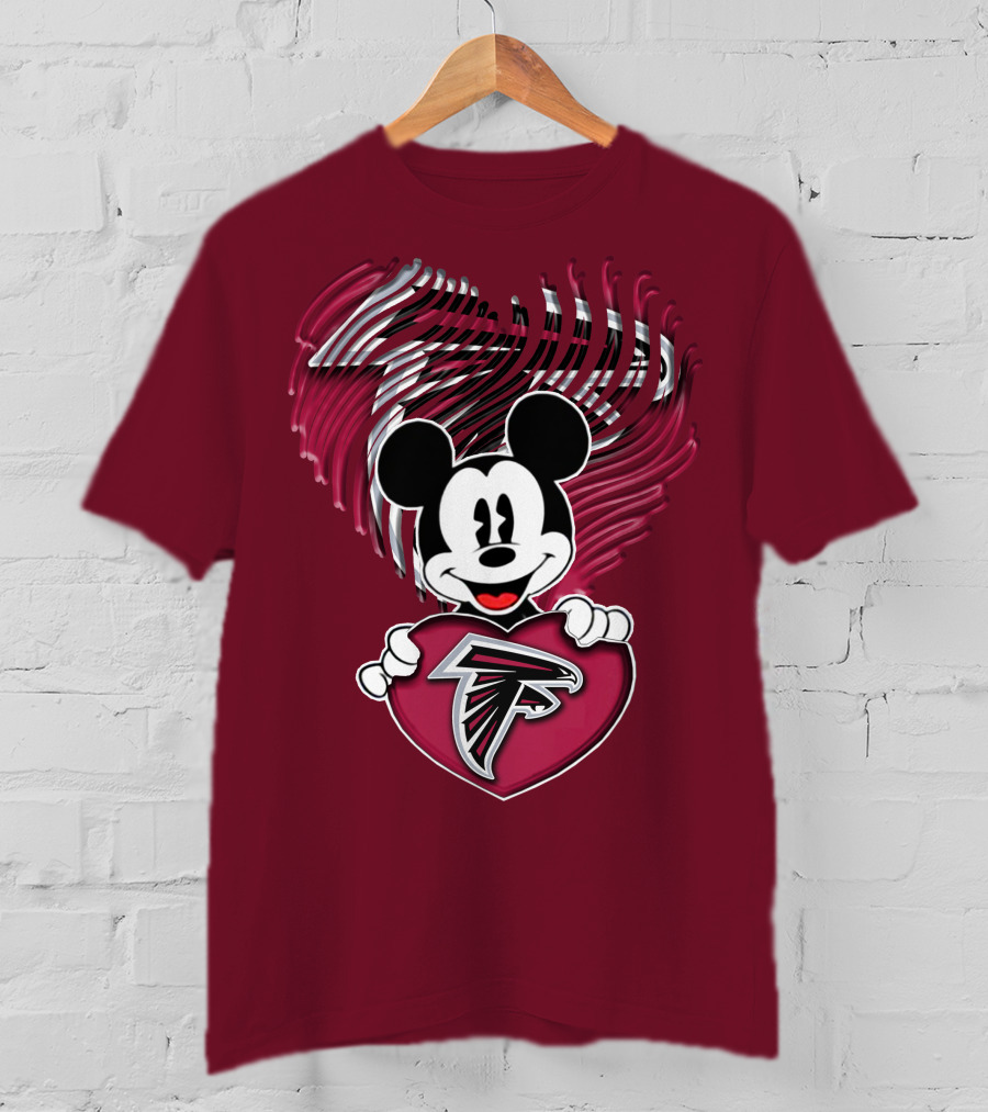 Mick Holding Atlanta Falcons Heart With Falcons Logo And Stylized T-Shirt