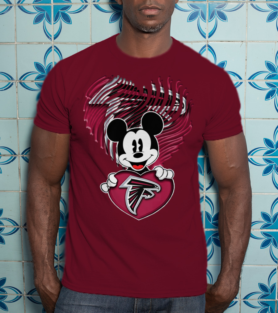 Mick Holding Atlanta Falcons Heart With Falcons Logo And Stylized T-Shirt