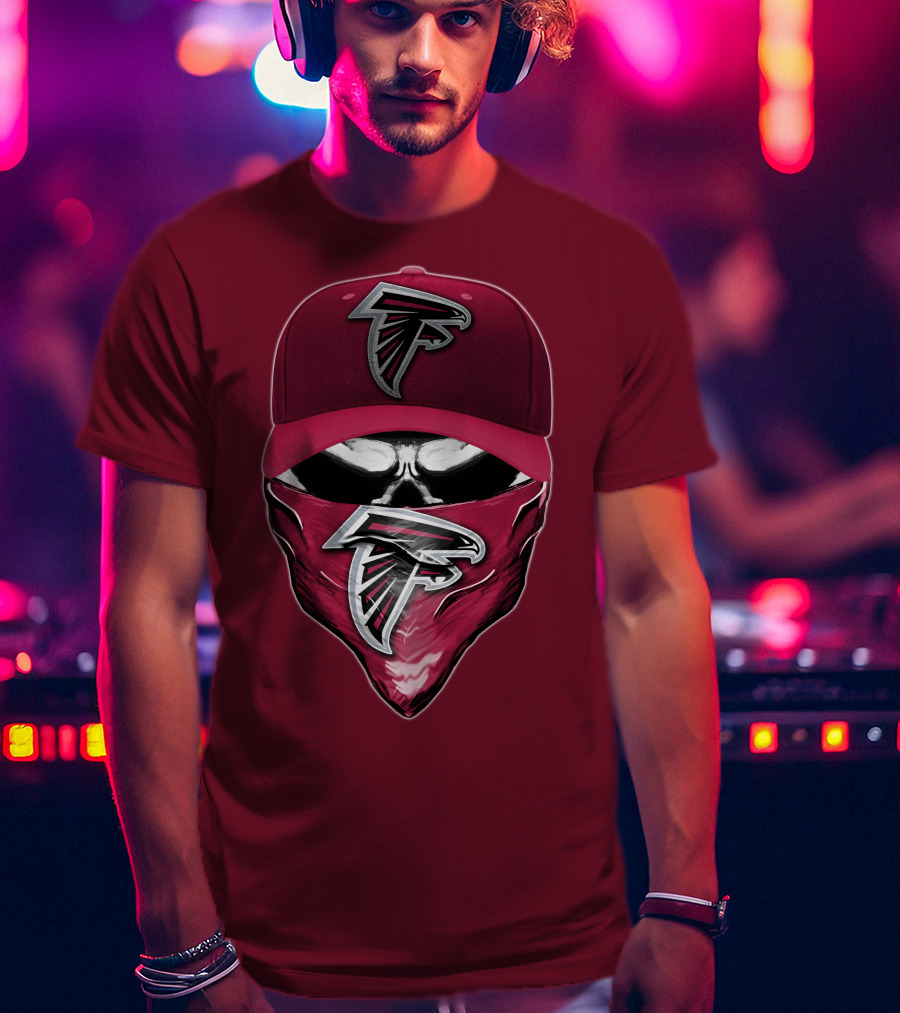 Atlanta Falcons Skull Bandana Hat T-Shirt