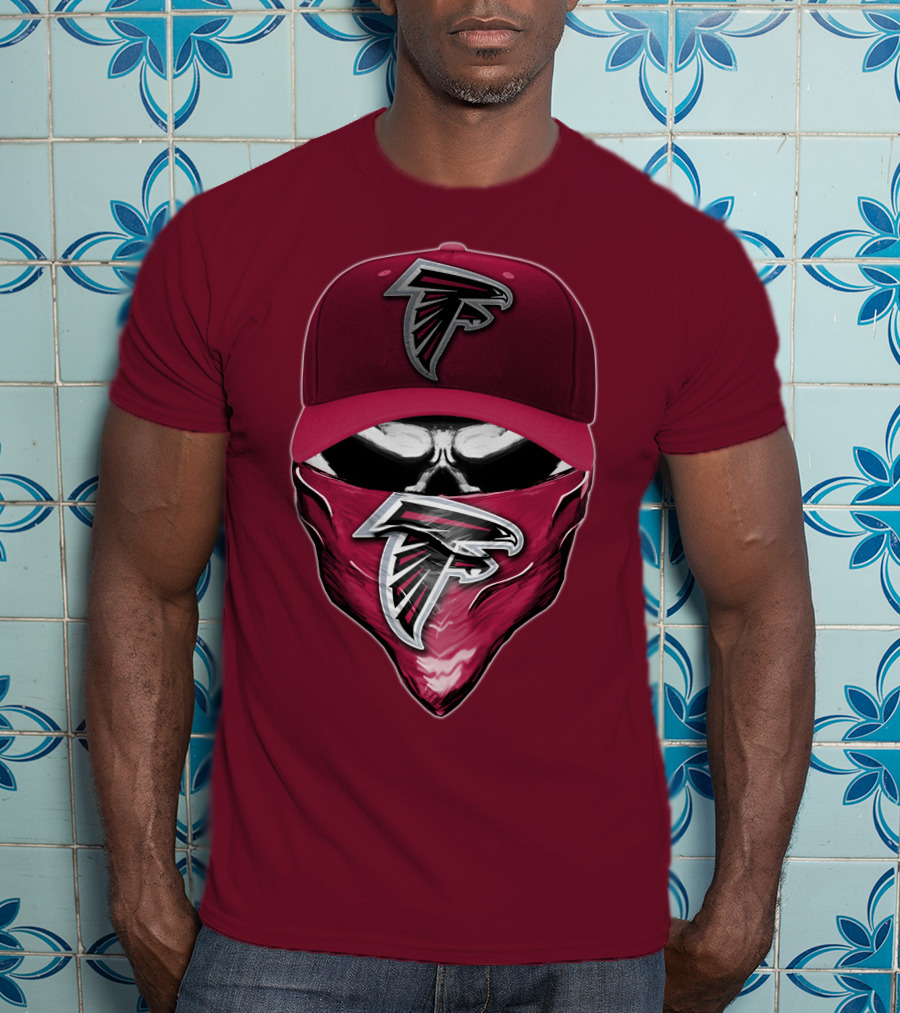 Atlanta Falcons Skull Bandana Hat T-Shirt