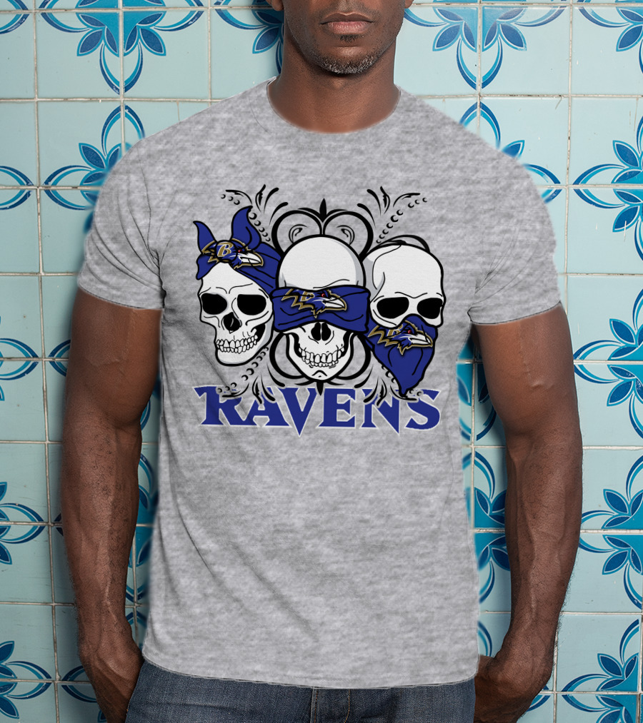Ravens Three Skulls Bandana Baltimore Ravens T-Shirt