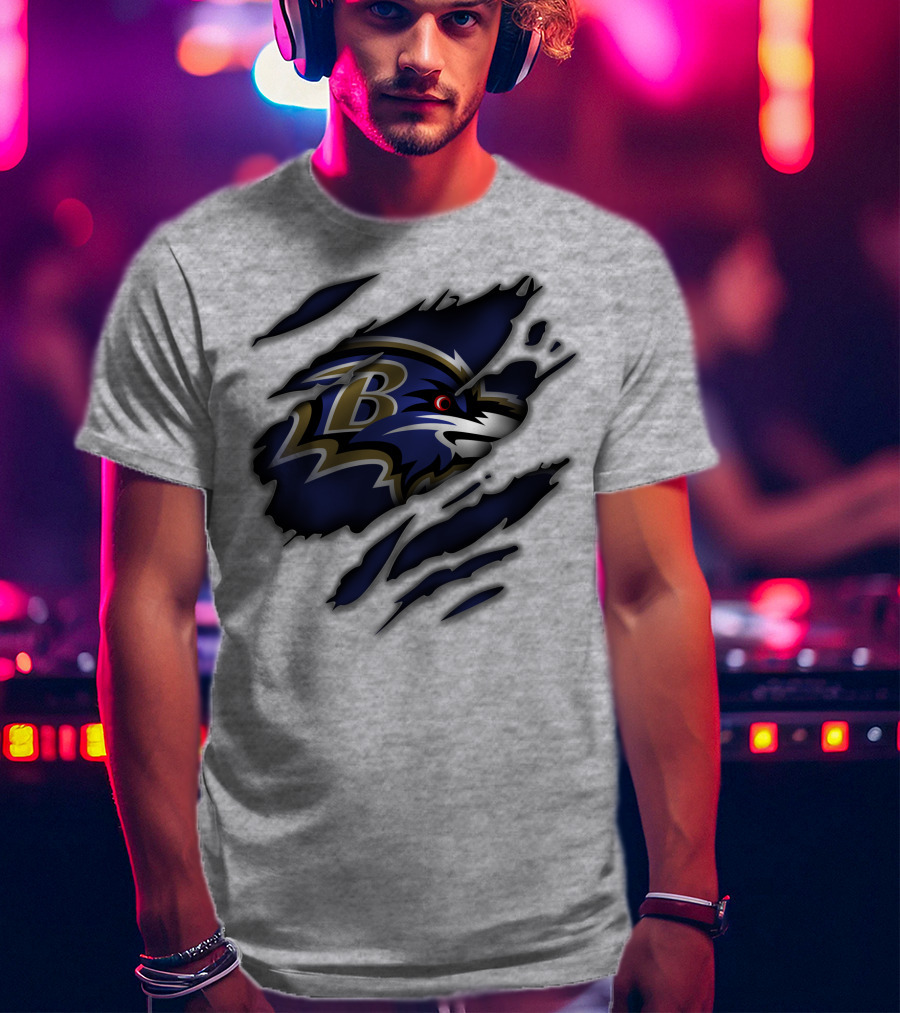Baltimore Ravens Fierce Logo Claw Marks T-Shirt