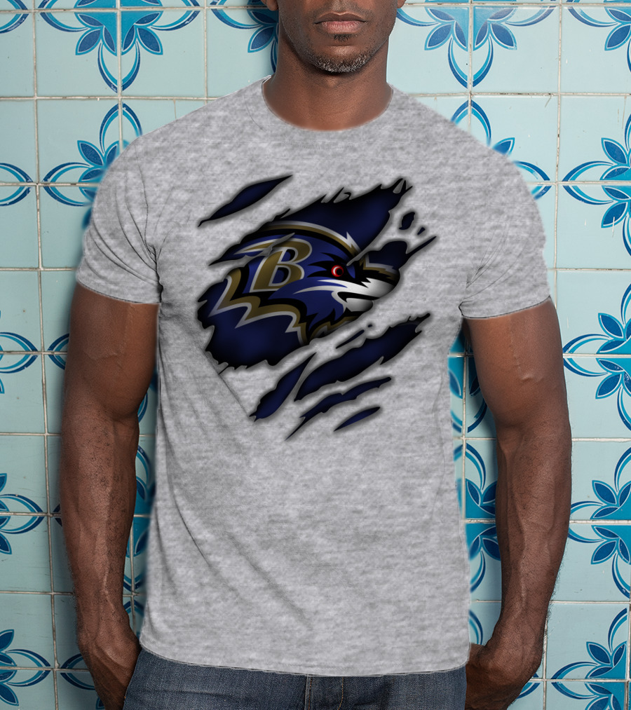 Baltimore Ravens Fierce Logo Claw Marks T-Shirt