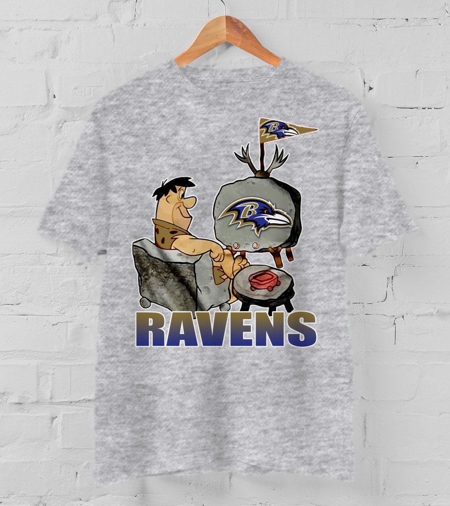 Baltimore Ravens Cartoon Character Watching Tv With Team T-Shirt