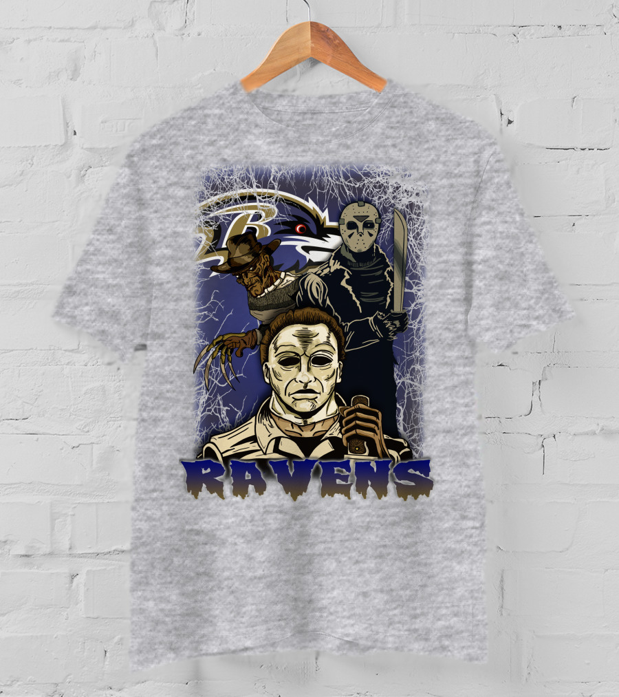 Baltimore Ravens Horror Movie Crossover 35 T-Shirt