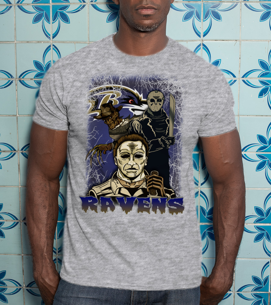 Baltimore Ravens Horror Movie Crossover 35 T-Shirt