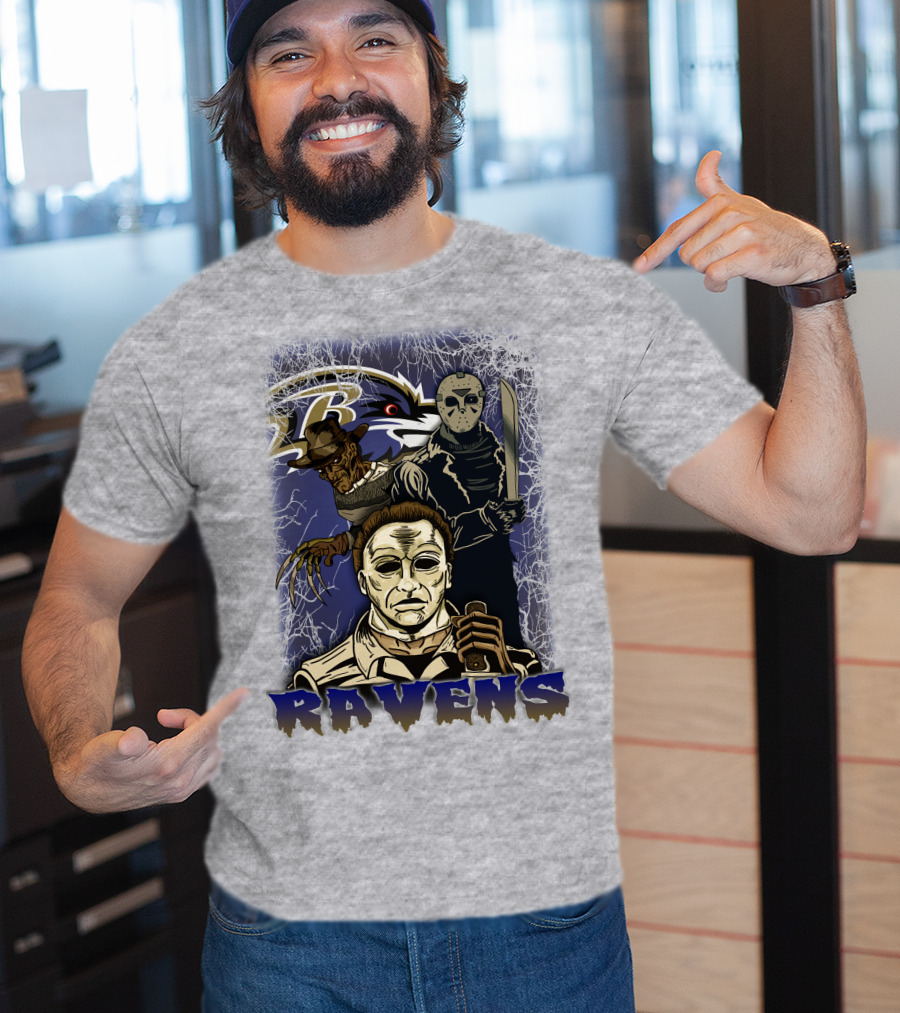 Baltimore Ravens Horror Movie Crossover 35 T-Shirt