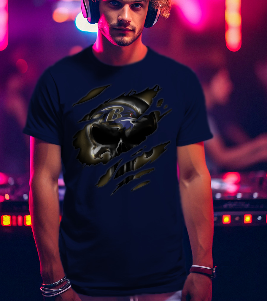 Baltimore Ravens Skull T-Shirt