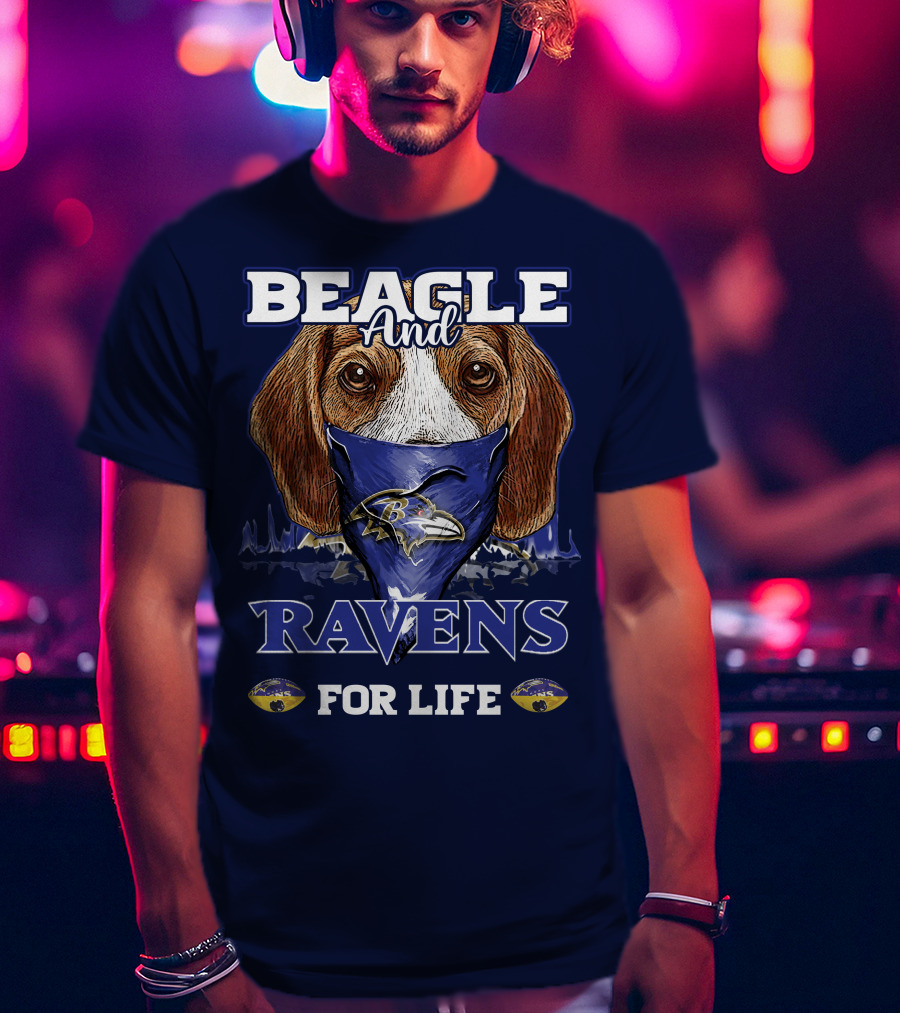Beagle And Ravens For Life Baltimore Ravens T-Shirt
