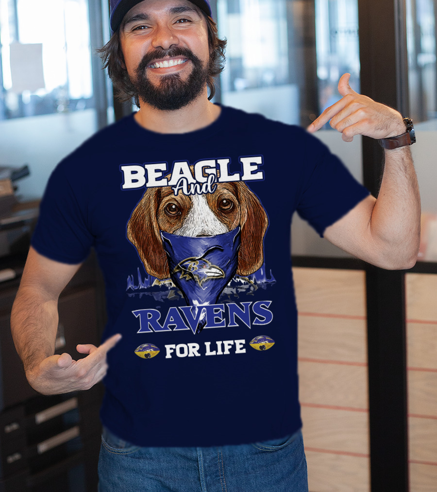 Beagle And Ravens For Life Baltimore Ravens T-Shirt