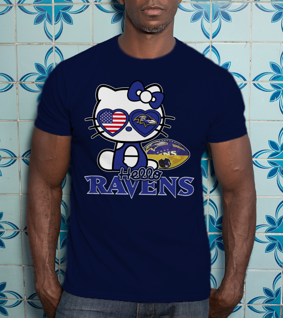 Hello Kitty Ravens Baltimore American Football Fan Cat Toy T-Shirt