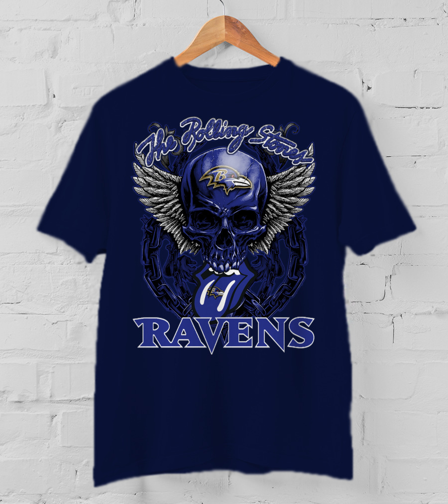 The Rolling Stones Ravens Baltimore Skull Wings T-Shirt
