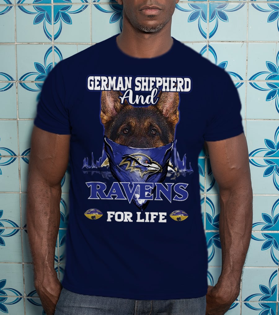 German Shepherd And Ravens For Life Baltimore Ravens T-Shirt