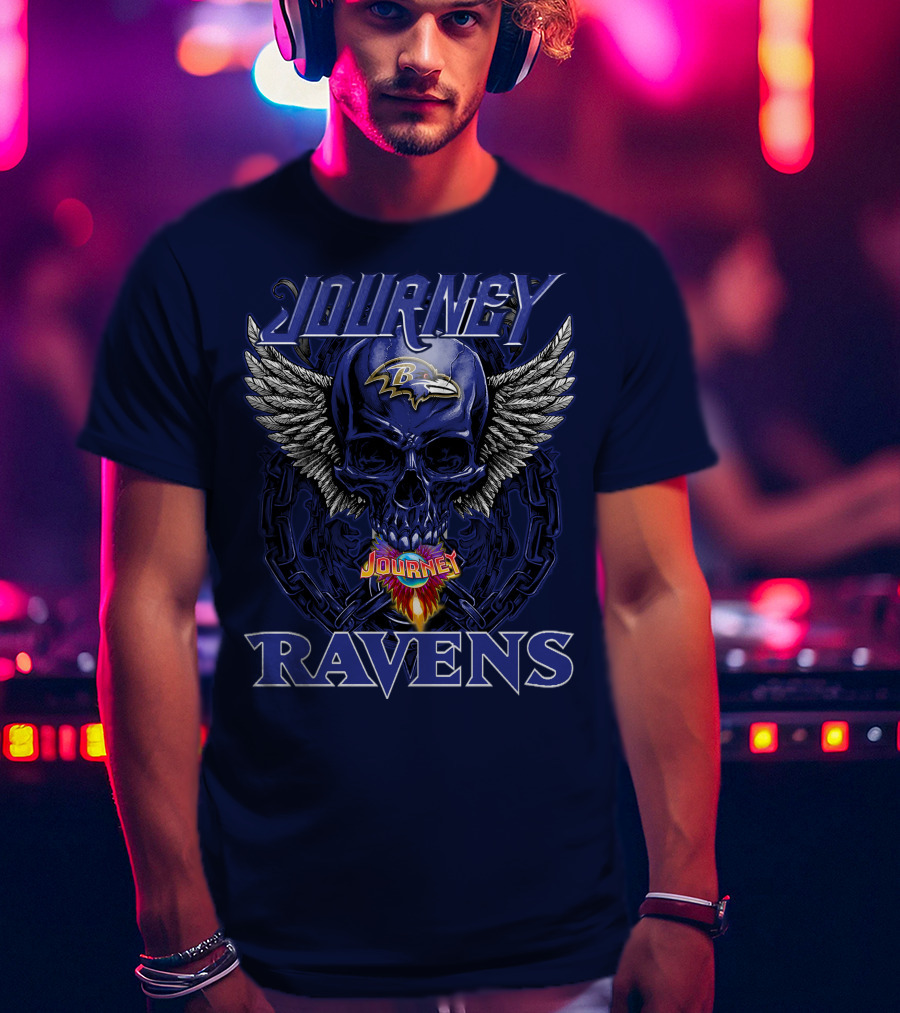 Journey Ravens Winged Skull Baltimore T-Shirt