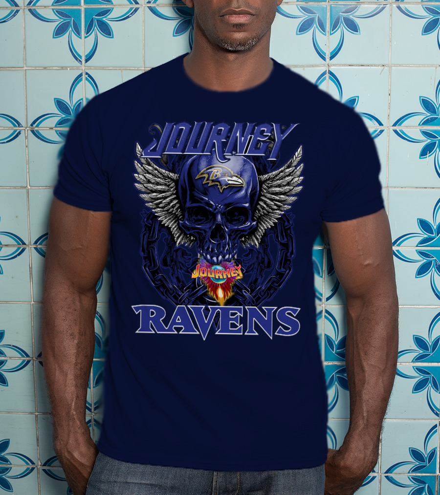 Journey Ravens Winged Skull Baltimore T-Shirt