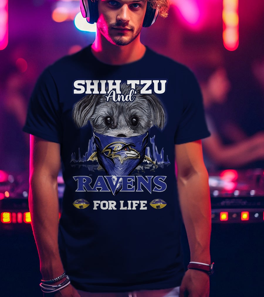Shih Tzu And Ravens For Life Baltimore Ravens T-Shirt