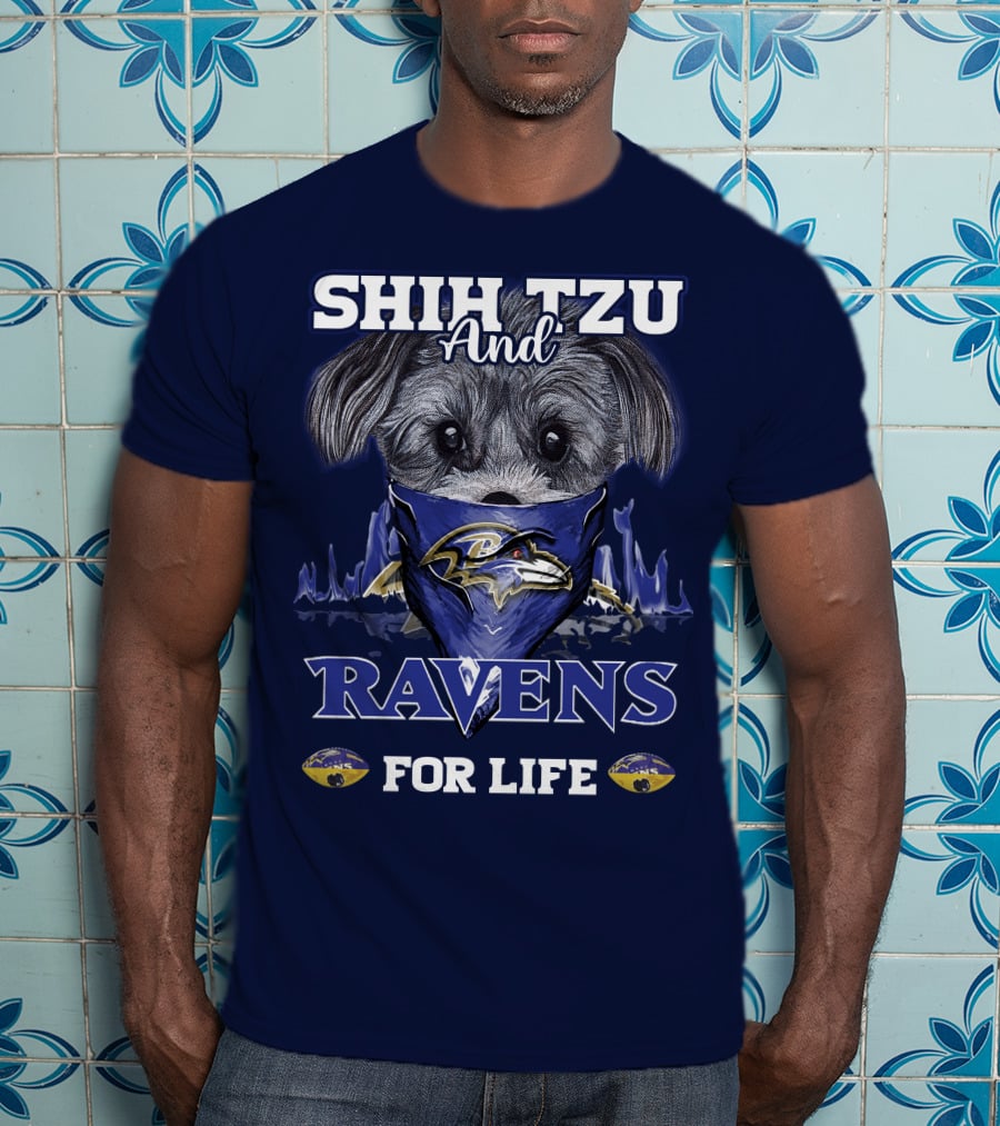 Shih Tzu And Ravens For Life Baltimore Ravens T-Shirt