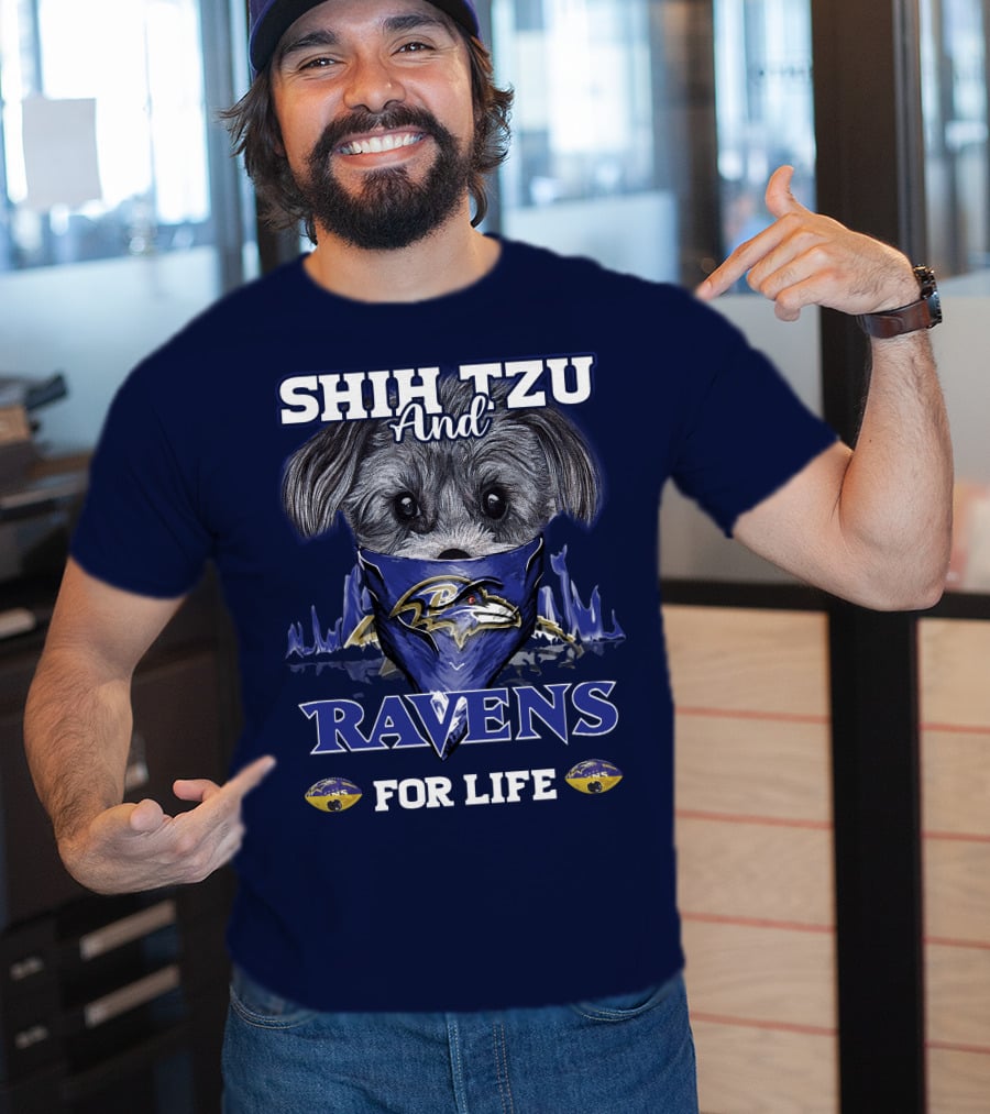 Shih Tzu And Ravens For Life Baltimore Ravens T-Shirt