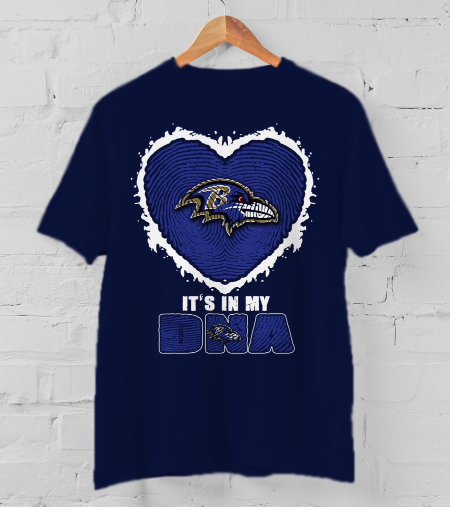 It's In My Dna Baltimore Ravens Heart Fingerprint T-Shirt