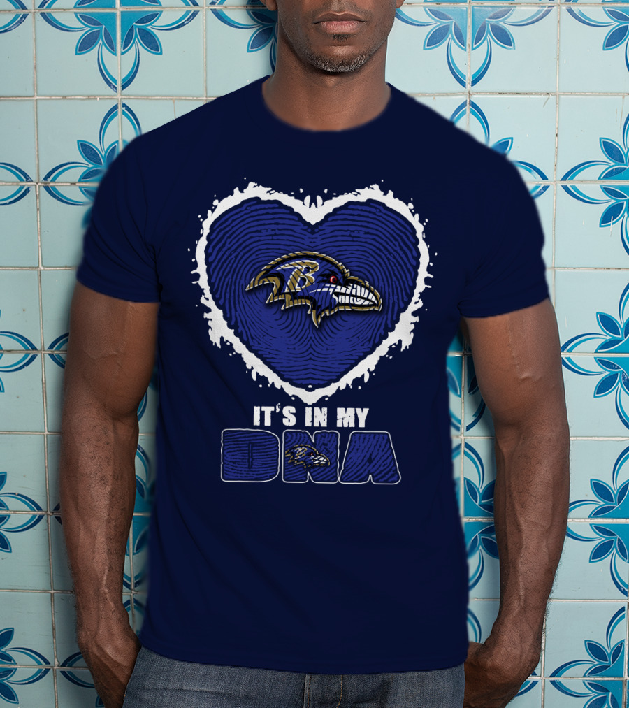 It's In My Dna Baltimore Ravens Heart Fingerprint T-Shirt
