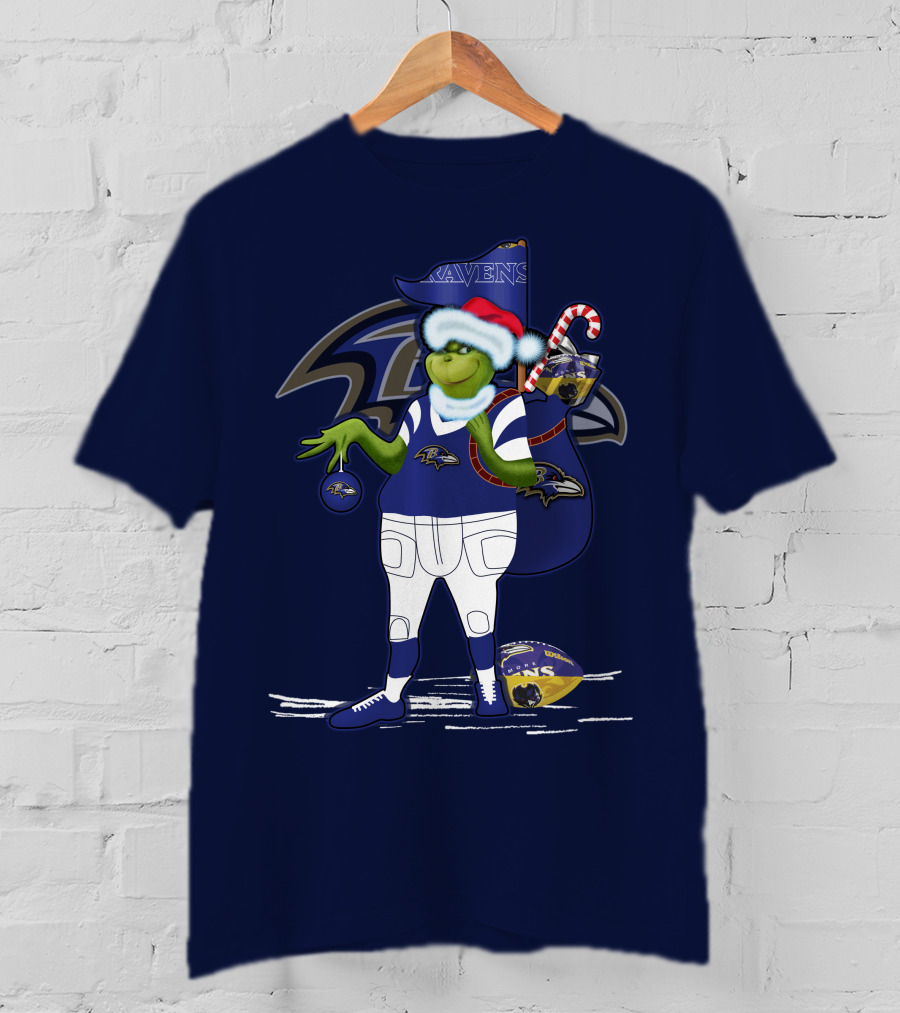 Grinchxmas V1 Baltimore Ravens Dr. Seuss Christmas Football T-Shirt