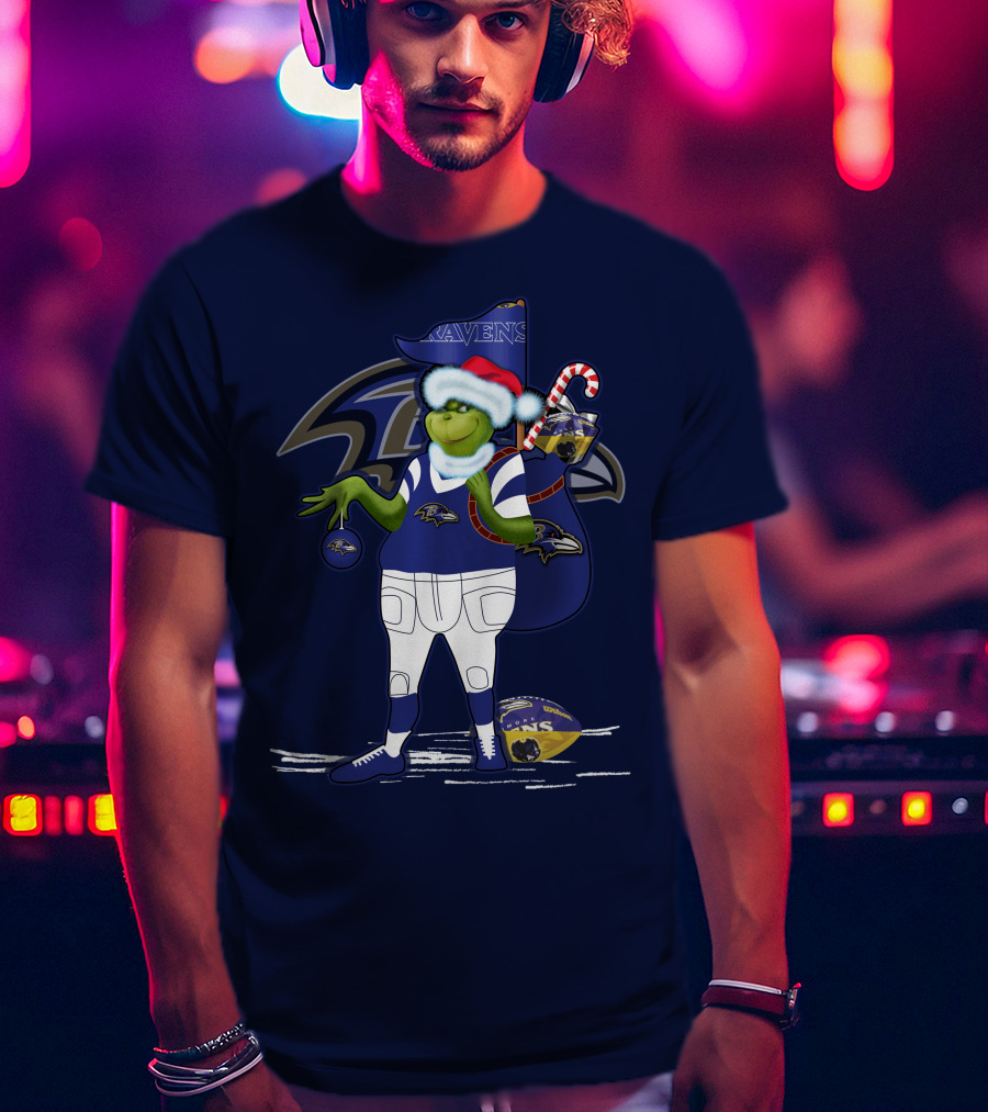 Grinchxmas V1 Baltimore Ravens Dr. Seuss Christmas Football T-Shirt