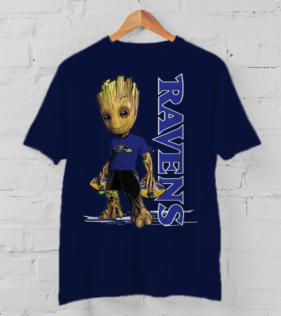 Groot V1 Ravens Nfl Baltimore Team T-Shirt