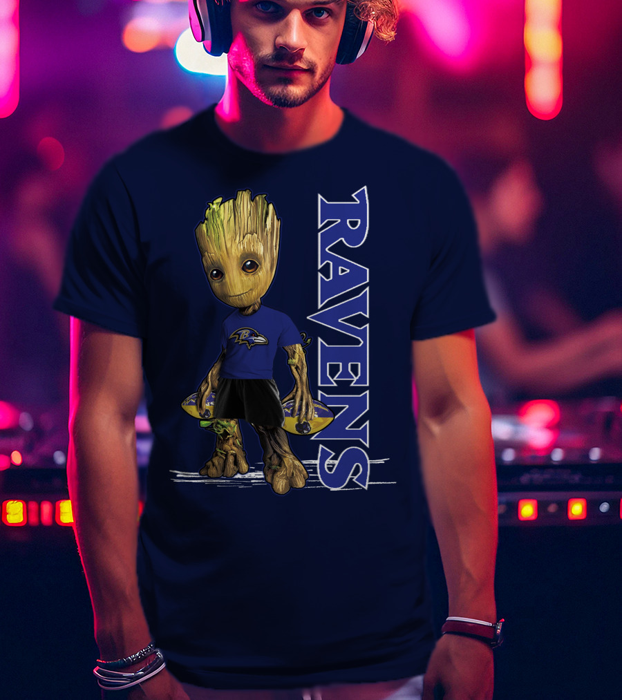 Groot V1 Ravens Nfl Baltimore Team T-Shirt