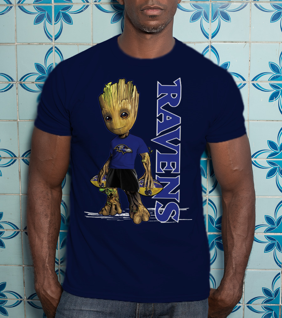 Groot V1 Ravens Nfl Baltimore Team T-Shirt