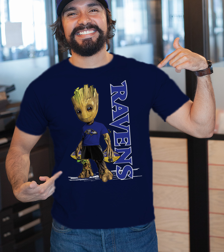 Groot V1 Ravens Nfl Baltimore Team T-Shirt