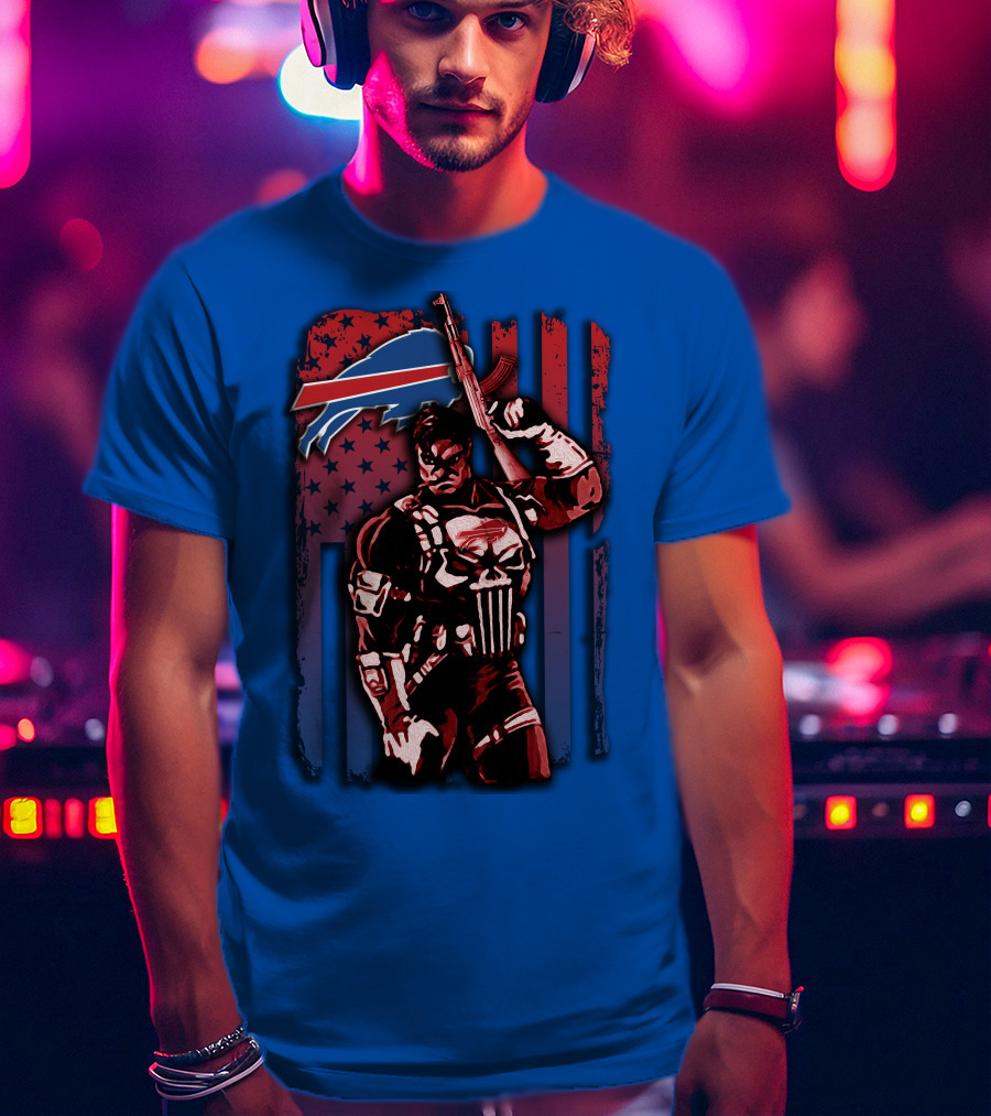 Buffalo Bills Punisher Armed Flag T-Shirt
