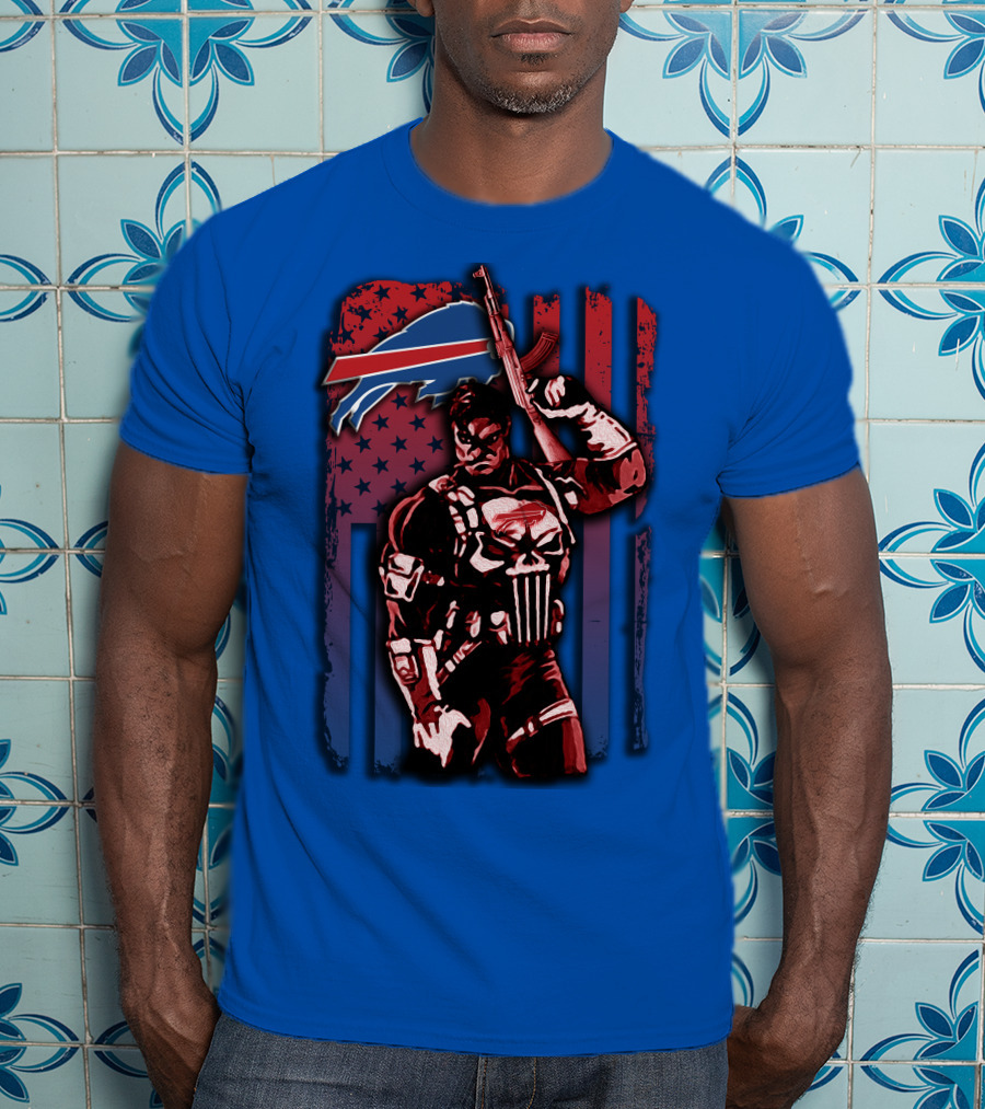 Buffalo Bills Punisher Armed Flag T-Shirt