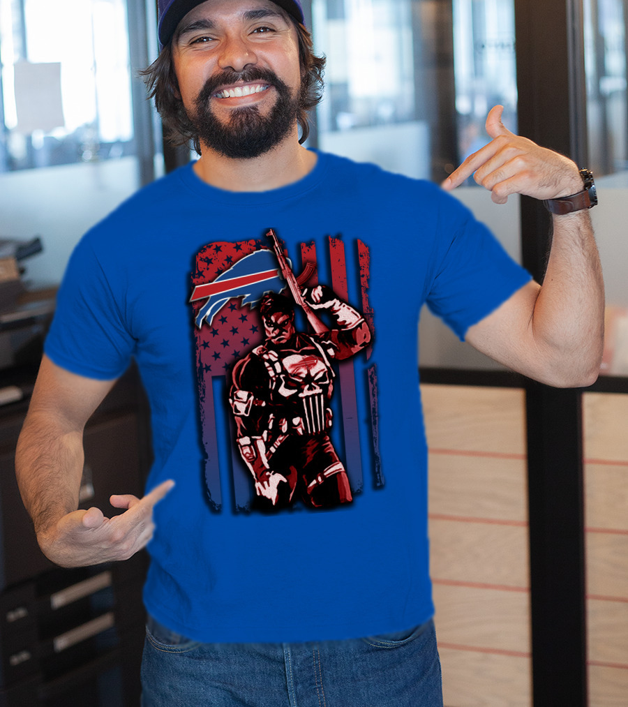 Buffalo Bills Punisher Armed Flag T-Shirt
