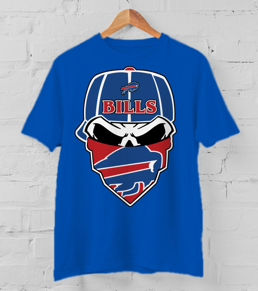 Buffalo Bills Skull Cap And Bandana T-Shirt