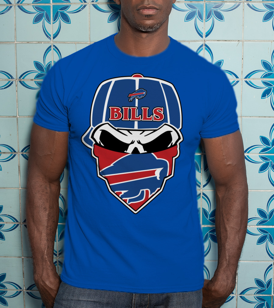 Buffalo Bills Skull Cap And Bandana T-Shirt