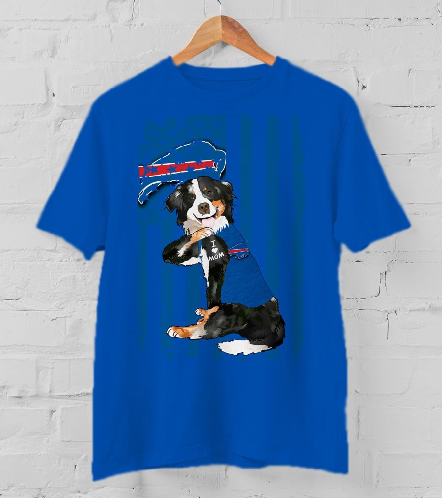 Border Collie I Love Mom Buffalo Bills Fan T-Shirt