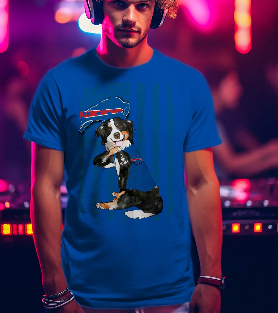 Border Collie I Love Mom Buffalo Bills Fan T-Shirt