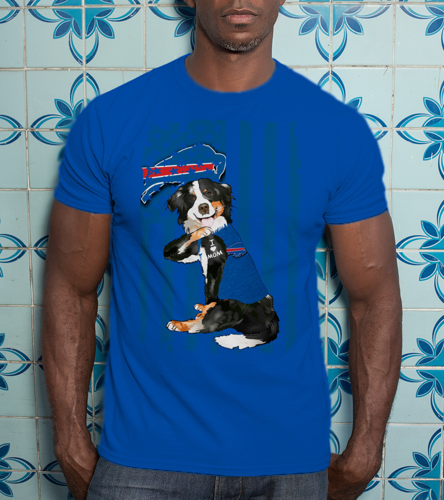 Border Collie I Love Mom Buffalo Bills Fan T-Shirt