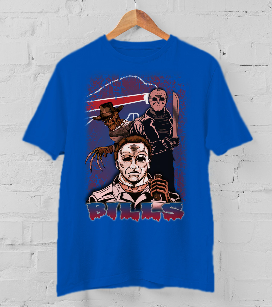 Buffalo Bills Horror Icons Featuring Michael Myers Freddy Krueger Jason Voorhees T-Shirt