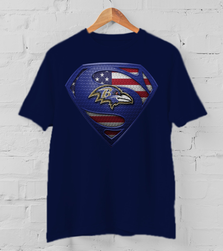 Baltimore Ravens American Flag Superman T-Shirt