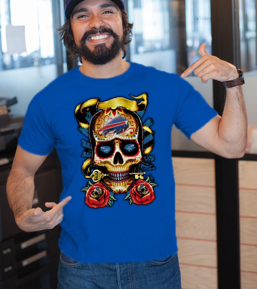 Buffalo Bills Sugar Skull Roses And Keys T-Shirt