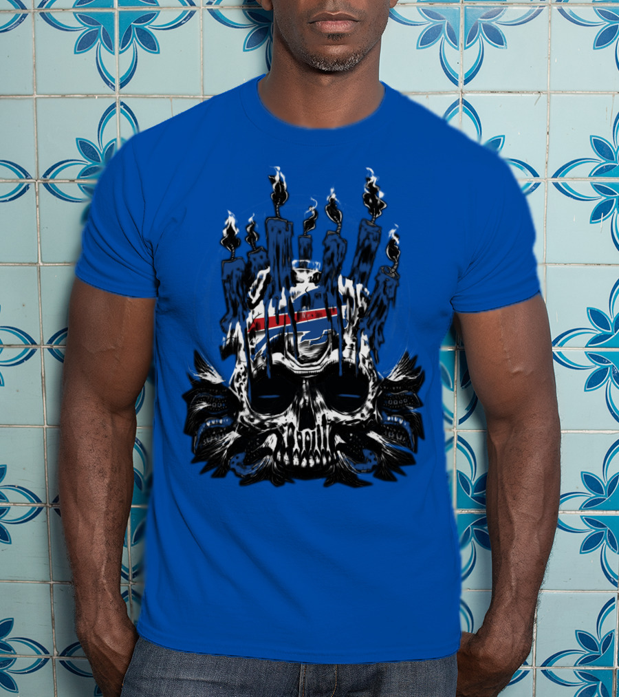 Buffalo Bills 40 Skull Flames Candles Nfl Team T-Shirt