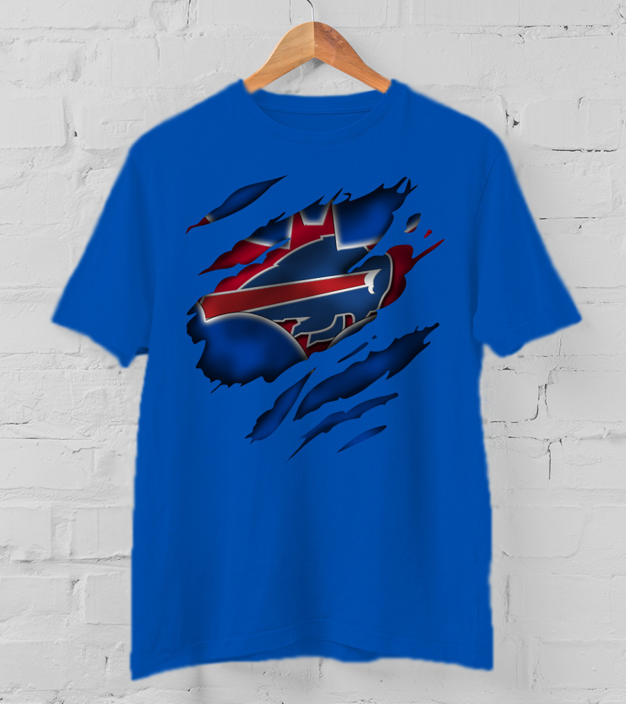 Buffalo Bills Red White Blue Logo Scratch T-Shirt