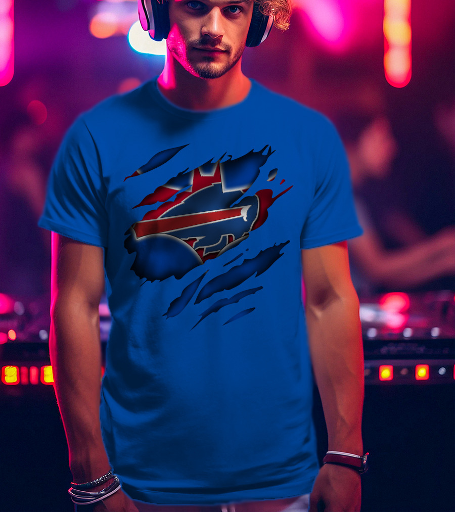 Buffalo Bills Red White Blue Logo Scratch T-Shirt