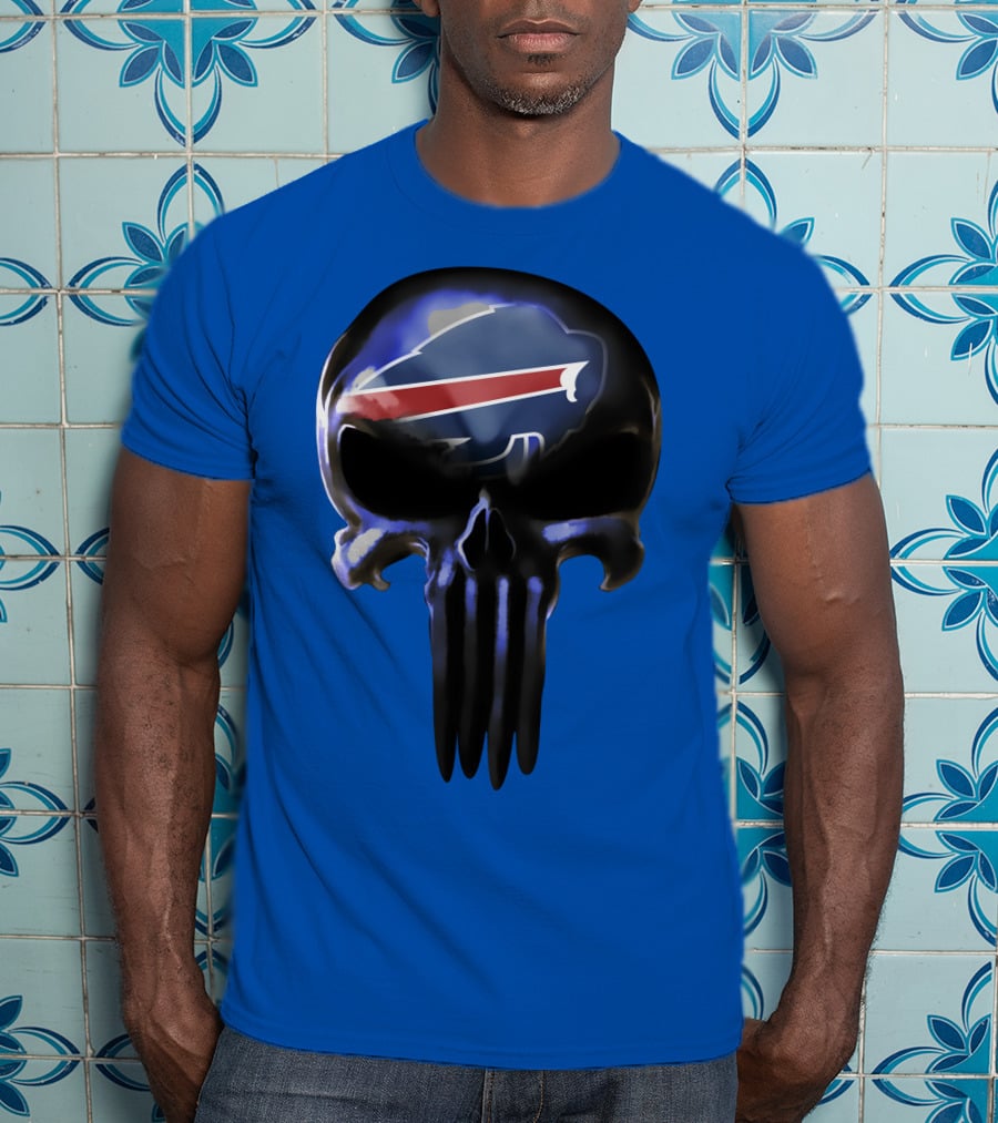 Buffalo Bills Punisher Skull Logo 49ers Crossover T-Shirt