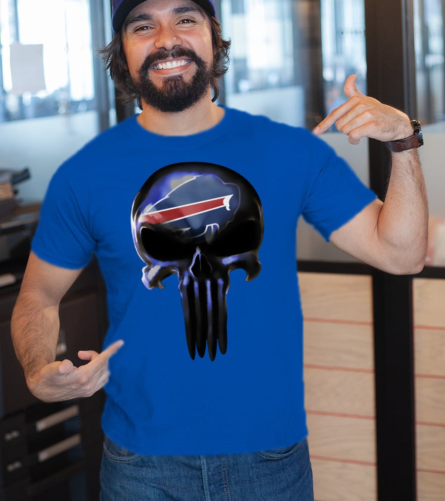 Buffalo Bills Punisher Skull Logo 49ers Crossover T-Shirt