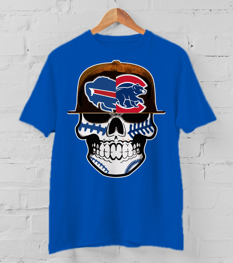 Buffalo Bills Chicago Cubs Skull T-Shirt