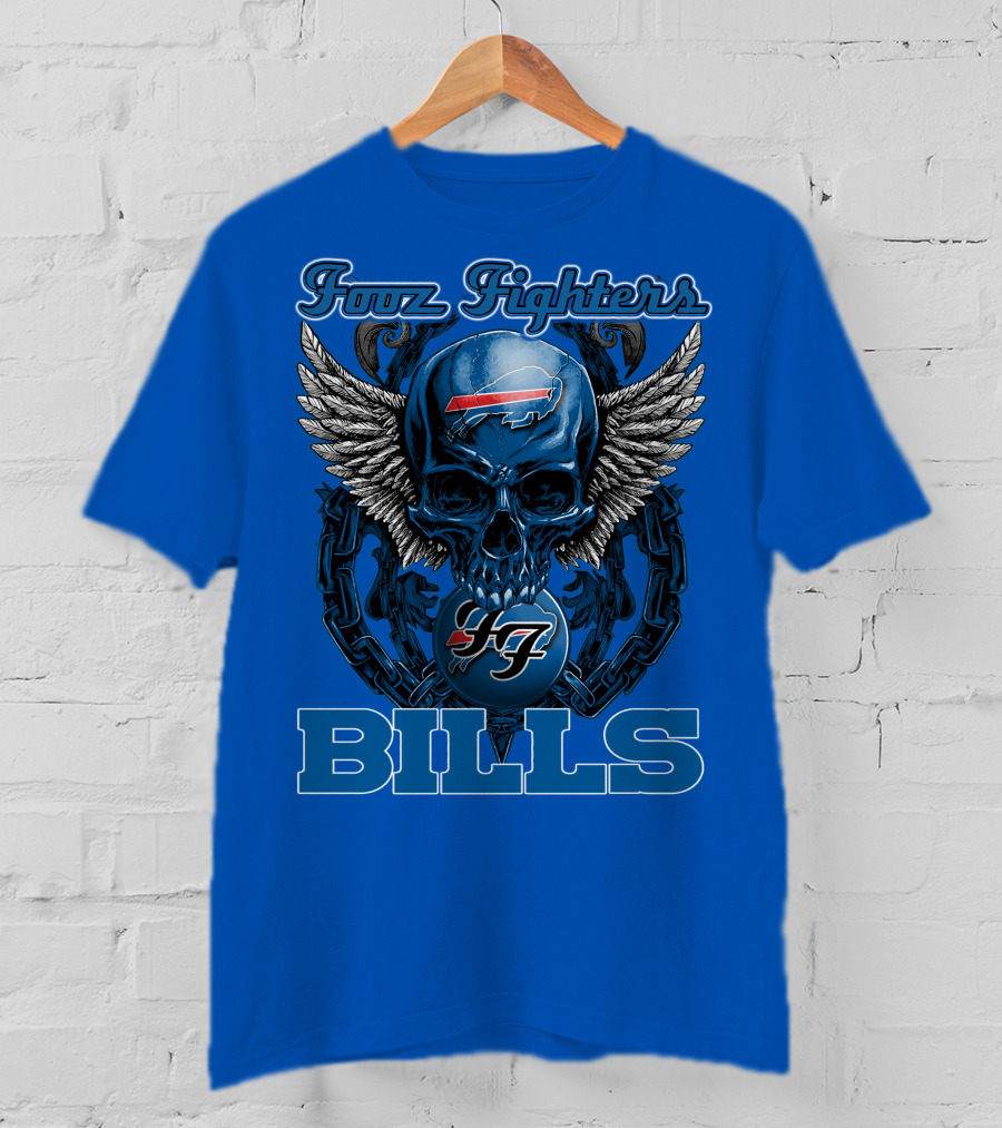 Foo Fighters Buffalo Bills Winged Skull T-Shirt