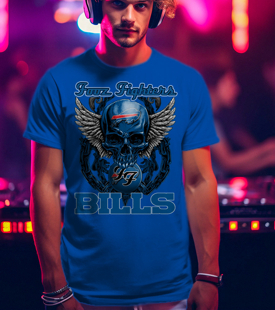 Foo Fighters Buffalo Bills Winged Skull T-Shirt