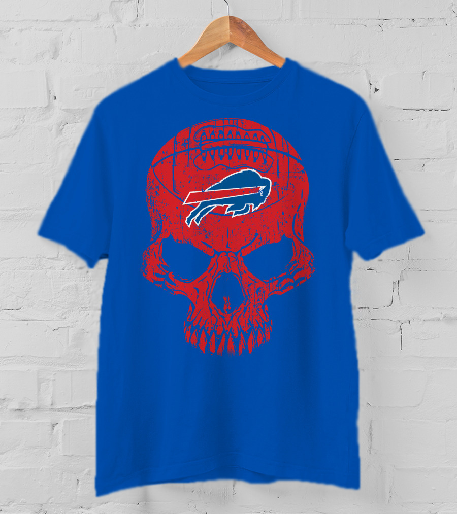 Buffalo Bills Skull Logo Football T-Shirt